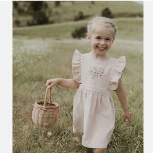 Jamie Kay Corduroy Holly Dress Pinafore Embroidered 4Y